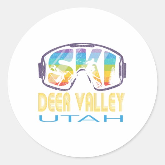 Ski Deer Valley Utah Skiing Vacation Ronde Sticker (Voorkant)