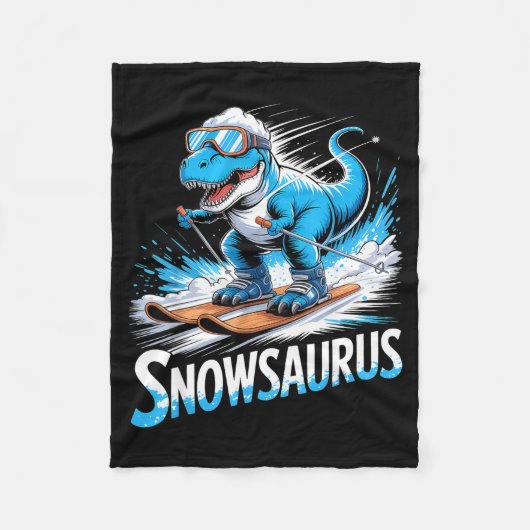 Ski Dinosaur Winter Sport Skier Dino Funny Skiing  Fleece Deken (Voorkant)