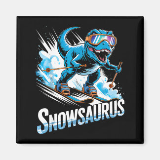 Ski Dinosaur Winter Sport Skier Dino Funny Skiing  Magneet
