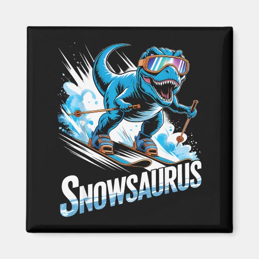Ski Dinosaur Winter Sport Skier Dino Funny Skiing  Magneet (Voorkant)