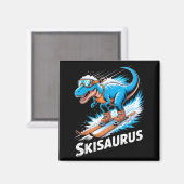 Ski Dinosaur Winter Sport Skier Dino Funny Skiing  Magneet (Voorkant / Achterkant)