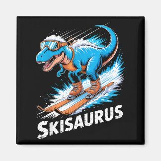 Ski Dinosaur Winter Sport Skier Dino Funny Skiing  Magneet