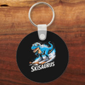 Ski Dinosaur Winter Sport Skier Dino Funny Skiing  Sleutelhanger (Voorkant)