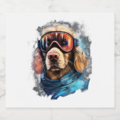Ski Dog in Ski Googles 6 Sparkling Wijnetiket (Enkel label)