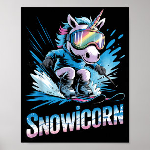 Ski eenhoorn wintersport skiër grappig skien poster