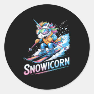 Ski eenhoorn wintersport skiër grappig skien  ronde sticker