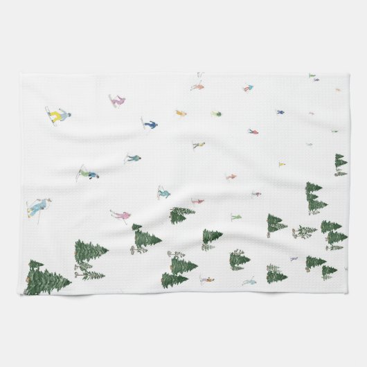 Ski en snowboard print keukenhanddoek (Horizontaal)