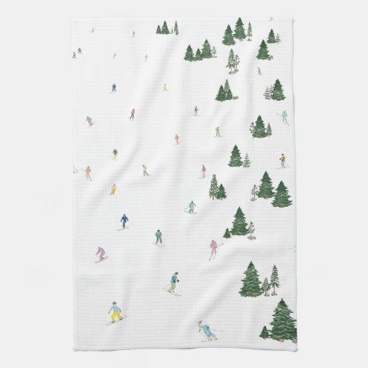 Ski en snowboard print keukenhanddoek (Verticaal)