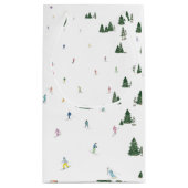 Ski en Snowboard waterverf print cadeau tas winter Klein Cadeauzakje (Achterkant)