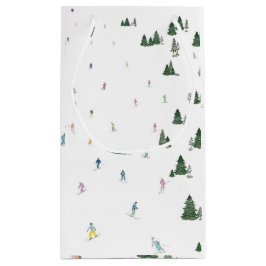 Ski en Snowboard waterverf print cadeau tas winter Klein Cadeauzakje