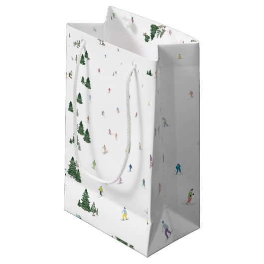 Ski en Snowboard waterverf print cadeau tas winter Klein Cadeauzakje (Voorkant Gekanteld)