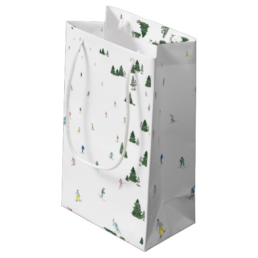 Ski en Snowboard waterverf print cadeau tas winter Klein Cadeauzakje (Achterkant Gekanteld)