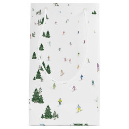 Ski en Snowboard waterverf print cadeau tas winter Klein Cadeauzakje