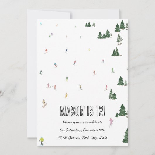 Ski- en snowboardthema uitnodigingen (Voorkant)