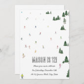 Ski- en snowboardthema uitnodigingen (Voorkant / Achterkant)