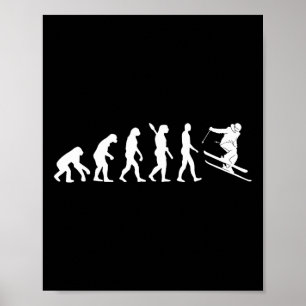 Ski-evolutie Funny Skier Freestyle-ski Winter Poster
