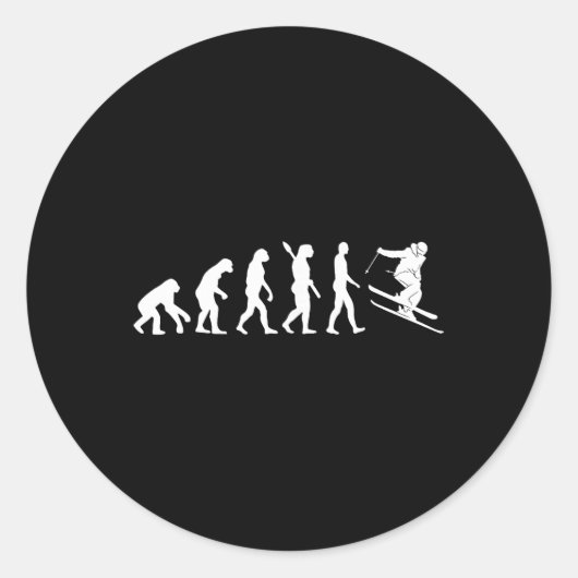 Ski-evolutie Funny Skier Freestyle Ski Winter Ronde Sticker (Voorkant)