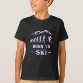 Ski-evolutie Geboren in Ski-sneeuw cool T-shirt (Voorkant)