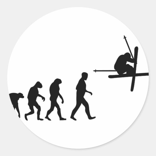 ski-evolutiepictogram ronde sticker (Voorkant)