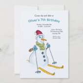 Ski Feest Sneeuwman Uitnodiging (Voorkant)