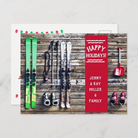 Ski feestdag - kerstkaart - Briefkaart (Voorkant / Achterkant)