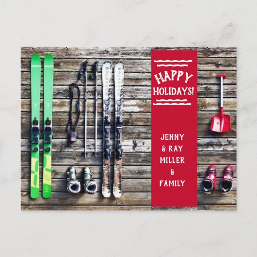 Ski feestdag - kerstkaart - Briefkaart (Voorkant)