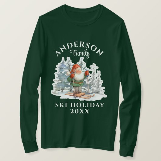 Ski-feestdag met naam en jaar t-shirt (Design voorkant)