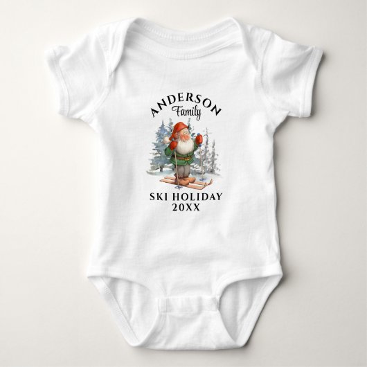 Ski-feestdag, naam en Baby Romper (Voorkant)