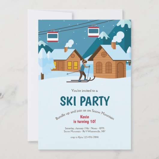 Ski-feestuitnodigingen Kaart (Voorkant)