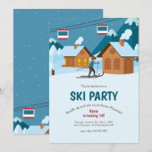 Ski-feestuitnodigingen Kaart (Voorkant / Achterkant)