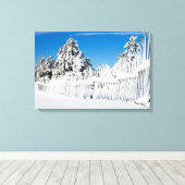 Ski Fence gecoat op sneeuwfoto Canvas Afdruk (Insitu (Houten vloer))