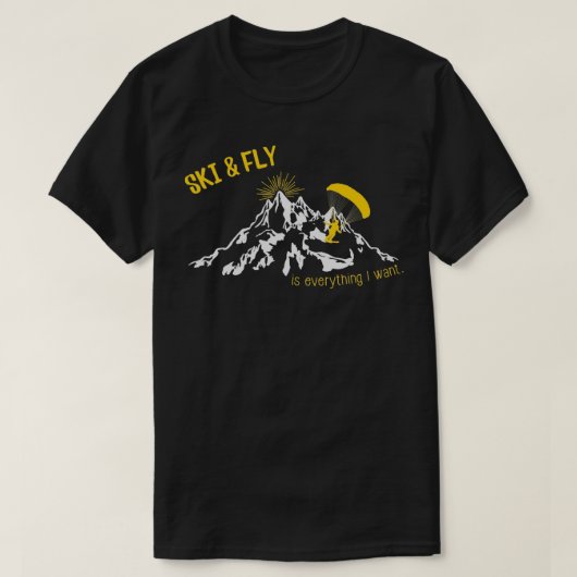 Ski Fly Paragliding in de bergen T-shirt (Design voorkant)
