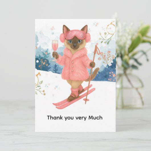 Ski for Bachelorette Party Siamese cat lovers  Bedankkaart (Staand voorkant)
