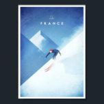 Ski France Vintage Travel Poster<br><div class="desc">De  skiposter van de Franse alpen. Illustratie van een skier op een alpiene berg. Ski France. Oorspronkelijke hand getekend en digitaal weergegeven als illustratie door Henry Rivers voor Travel Poster Co.</div>