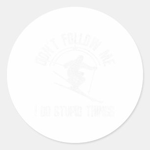 Ski Freestyle Grappig Gezegde Wintersport Skiër Gi Ronde Sticker
