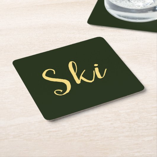SKI Fun Modern Script Elegant Dark Forest Green Kartonnen Onderzetters (Schuin)
