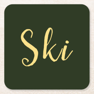 SKI Fun Modern Script Elegant Dark Forest Green Kartonnen Onderzetters