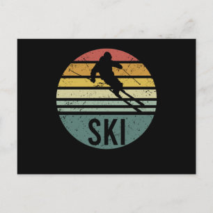 Ski Funny Cool Skier Retro  Skiing Briefkaart