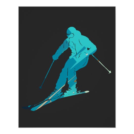 Ski Game Sport Challenge Illustratie Silhouet Perfect Poster (Voorkant)