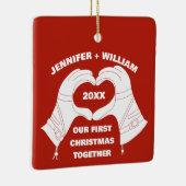 Ski Ghandschoenen Hands Heart Shape - Aangepast Keramisch Ornament (Rechts)