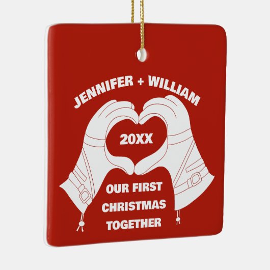 Ski Ghandschoenen Hands Heart Shape - Aangepast Keramisch Ornament (Rechts)