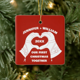 Ski Ghandschoenen Hands Heart Shape - Aangepast Keramisch Ornament