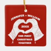 Ski Ghandschoenen Hands Heart Shape - Aangepast Keramisch Ornament (Voorkant)