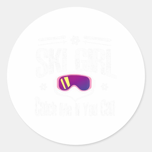 Ski Girl Catch Me als je kunt Ronde Sticker (Voorkant)