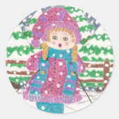 Ski Girl Classic Ronde Sticker (Voorkant)