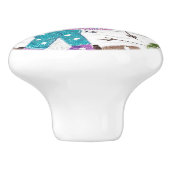 Ski girl kinder kamerkeramische knop (Zijkant)