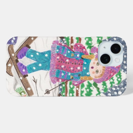 Ski girl leuke iPhone case (Achterkant (horizontaal))