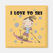 Ski - Girl Tshirts en Gifts Magneet (Voorkant)