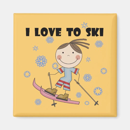 Ski - Girl Tshirts en Gifts Magneet (Voorkant)