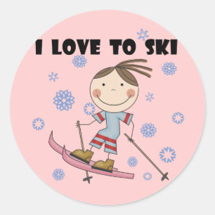 Ski - Girl Tshirts en Gifts Ronde Sticker